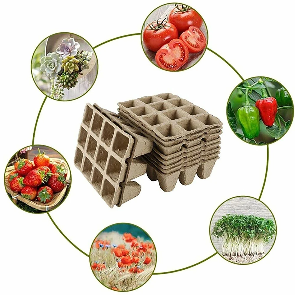 10pcs Biodegradable Nursery Pots 12 Hole Paper Tray Peat Flower Vegetable Nursery Cup Eco-Friendly Garden Supplies