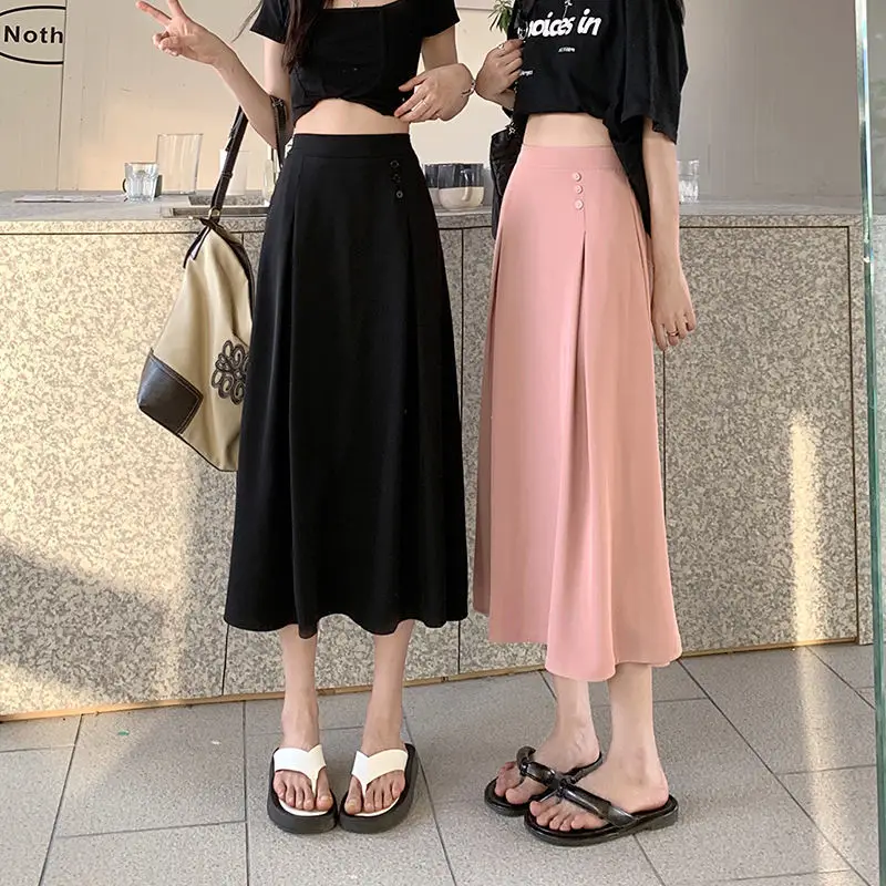

Long A Line Skirt for Women Girl Skirt Korean Fashion Clothes Clothing Y2k Ladies Summer Streetwear Midi Skirt 2022