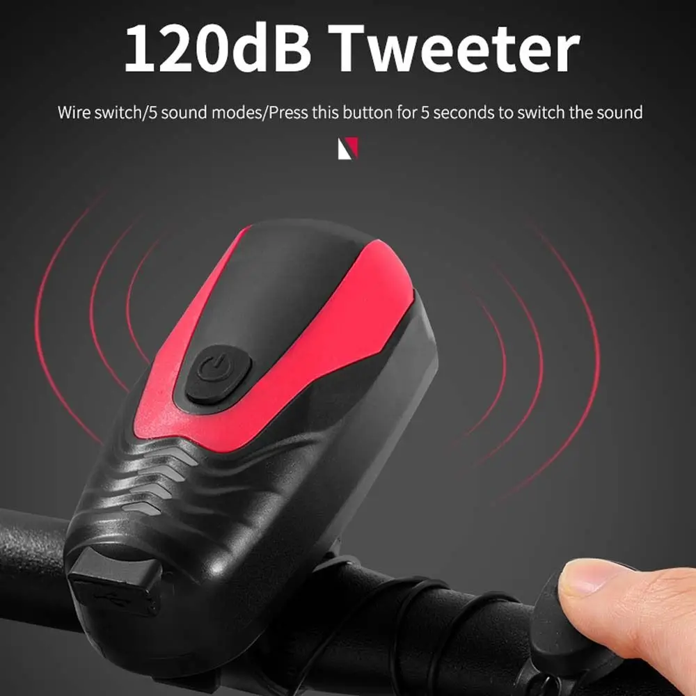 

Bike Horn Light 120db Bell USB Rechargeable MTB Road Bicycle Accessories Headlight Waterproof LED Cycling Front Lamp