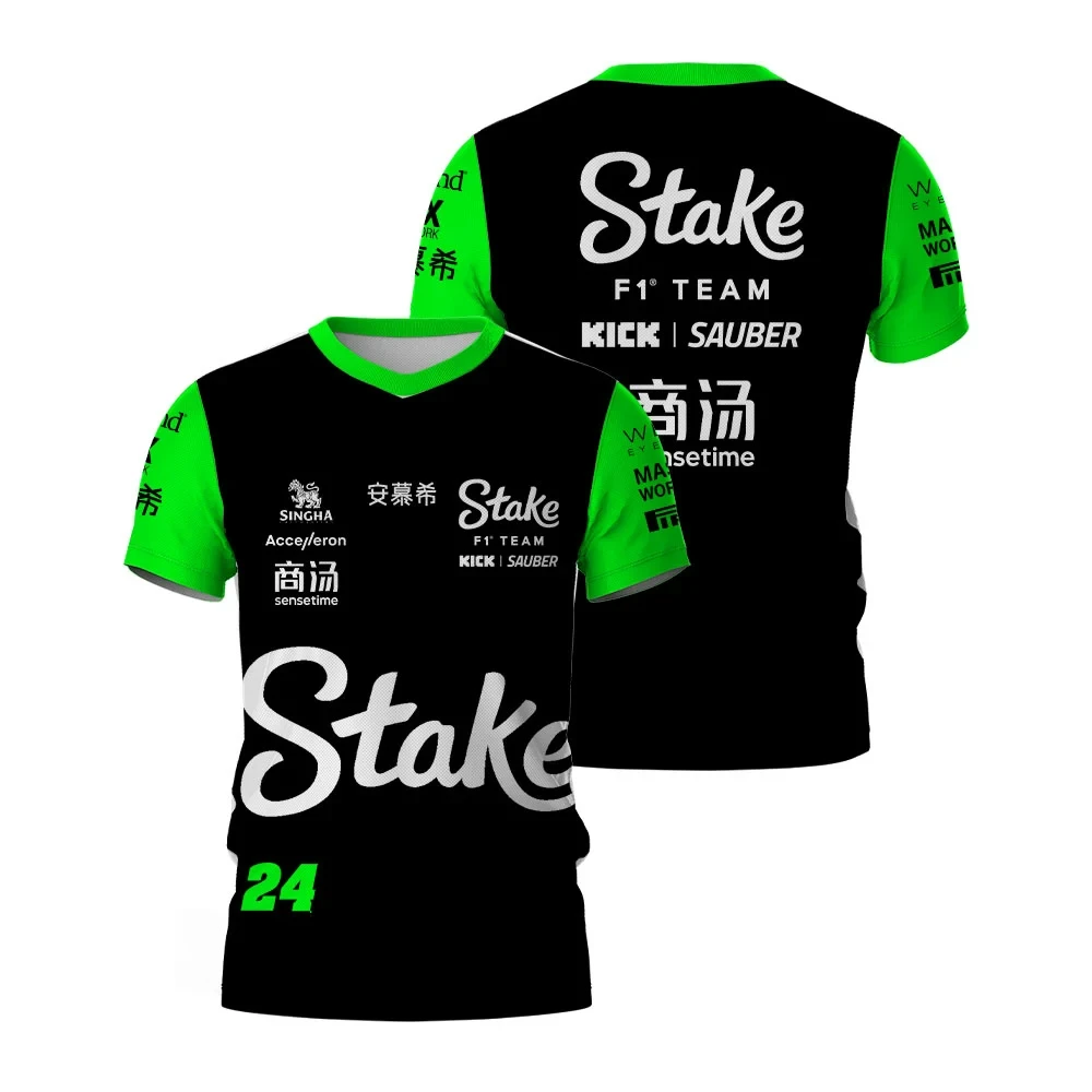 2024 Summer New Extreme Sports F1 Racing Suit Stake3D Printed Street Wear Casual Men's and Women's Breathable Short Sleeves Top