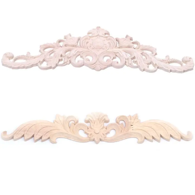 

1X резная аппликация из резиновой древесины, неокрашенный цветок, 24,5X4,5 см и 1 резная угловая аппликация из дуба, 5 размеров: 45X12 см