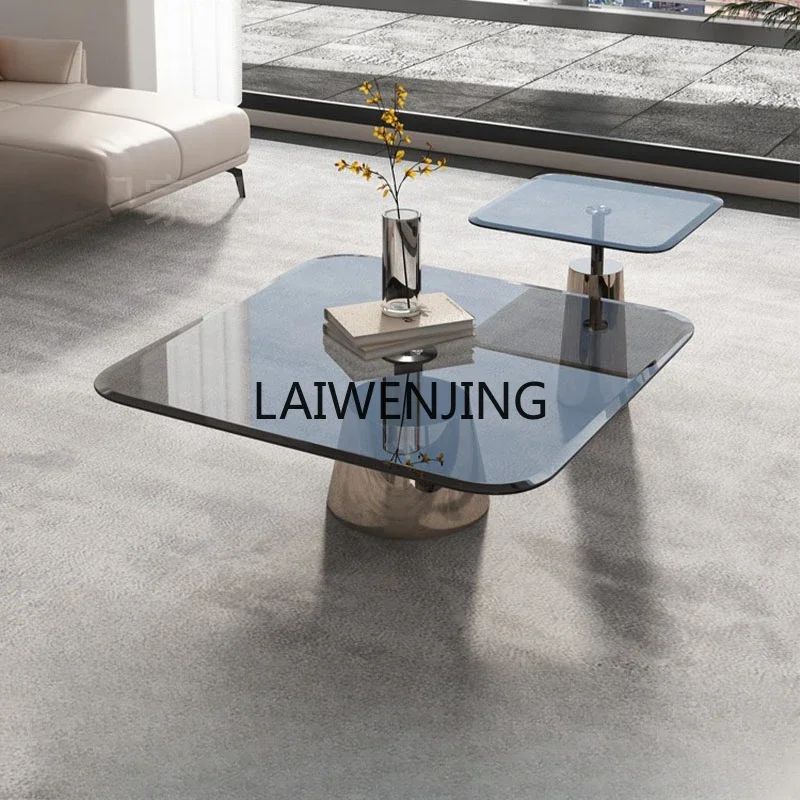 HLZ минималистичный журнальный столик из закаленного стекла серебряный