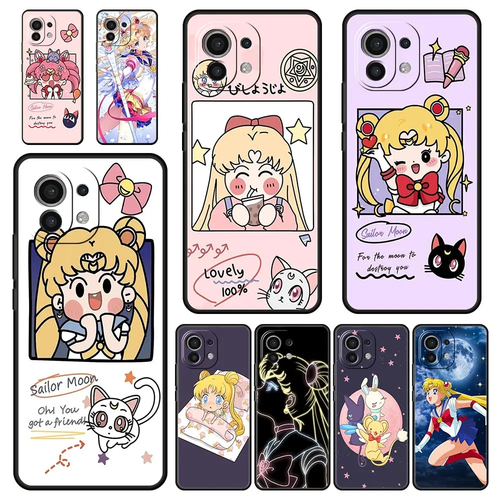 Sailor Moon-funda de teléfono Kawaii para Xiaomi Poco X3, NFC, F3, M3, M4, Mi Note 12, 10, 11, Ultra, 11T Pro, 10T Lite, 5G, 9T, 11i, 11X, funda suave