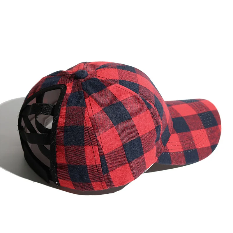 Классические Хлопковые бейсболки в клетку с принтом красно-черная клетчатая