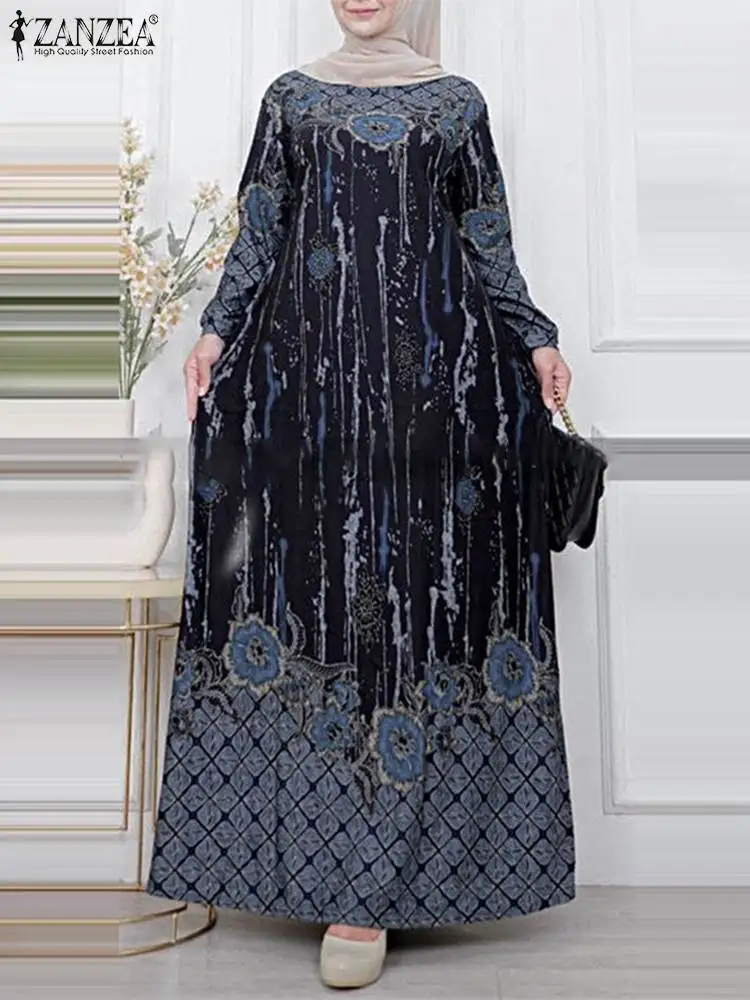 Платье ZANZEA женское с цветочным принтом винтажный праздничный Макси Сарафан