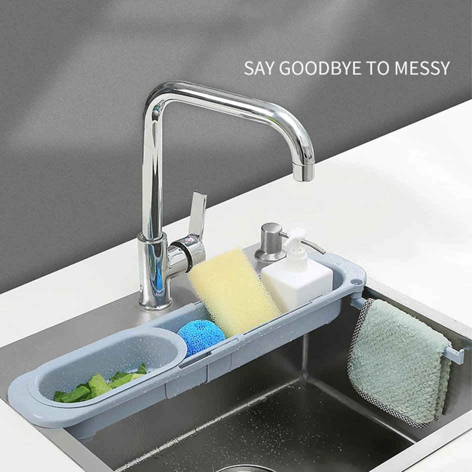 For Kitchen Retractable Drain Basket Sink Rack Telescopic Filter Leftovers Dishwashing Cloth Storage Organizer | Дом и сад