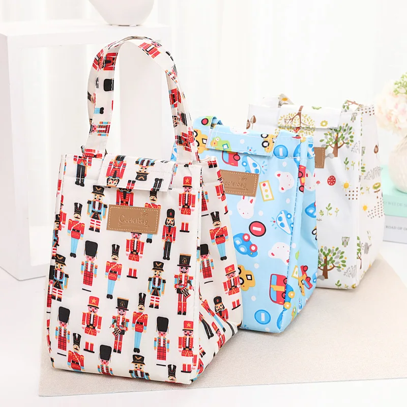 Сумки для ланча женщин милый холщовый портативный термобокс пикника