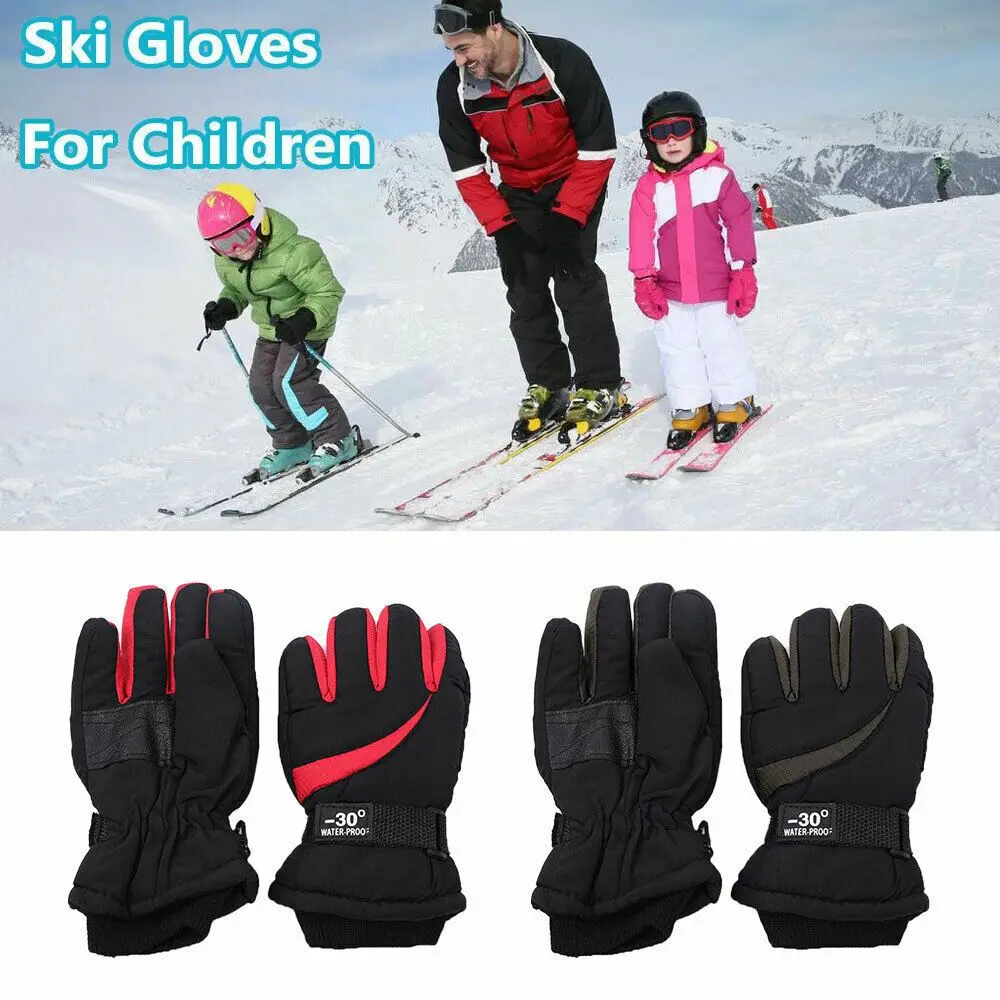 

Модные ветрозащитные зимние детские плотные теплые спортивные варежки для мальчиков и девочек детские лыжные перчатки водонепроницаемые