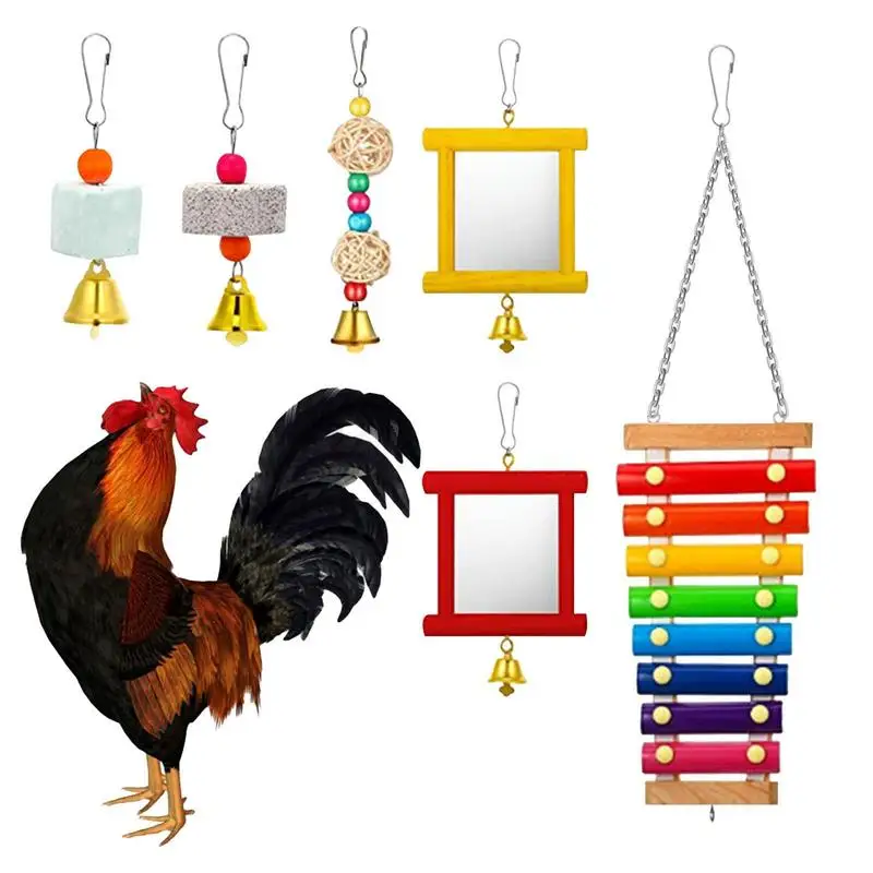 

6Pc Bird Toys For Parakeets Bird Swing Perch Chew Cage Fun Toys For Parrot Conure Cockatiel Cage Decoration Pet Bird Supplies
