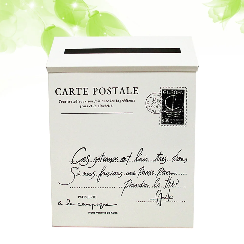 

Post Box Mailbox Home Wall Decoration Ornament Creative Photo Prop(Beige White)
