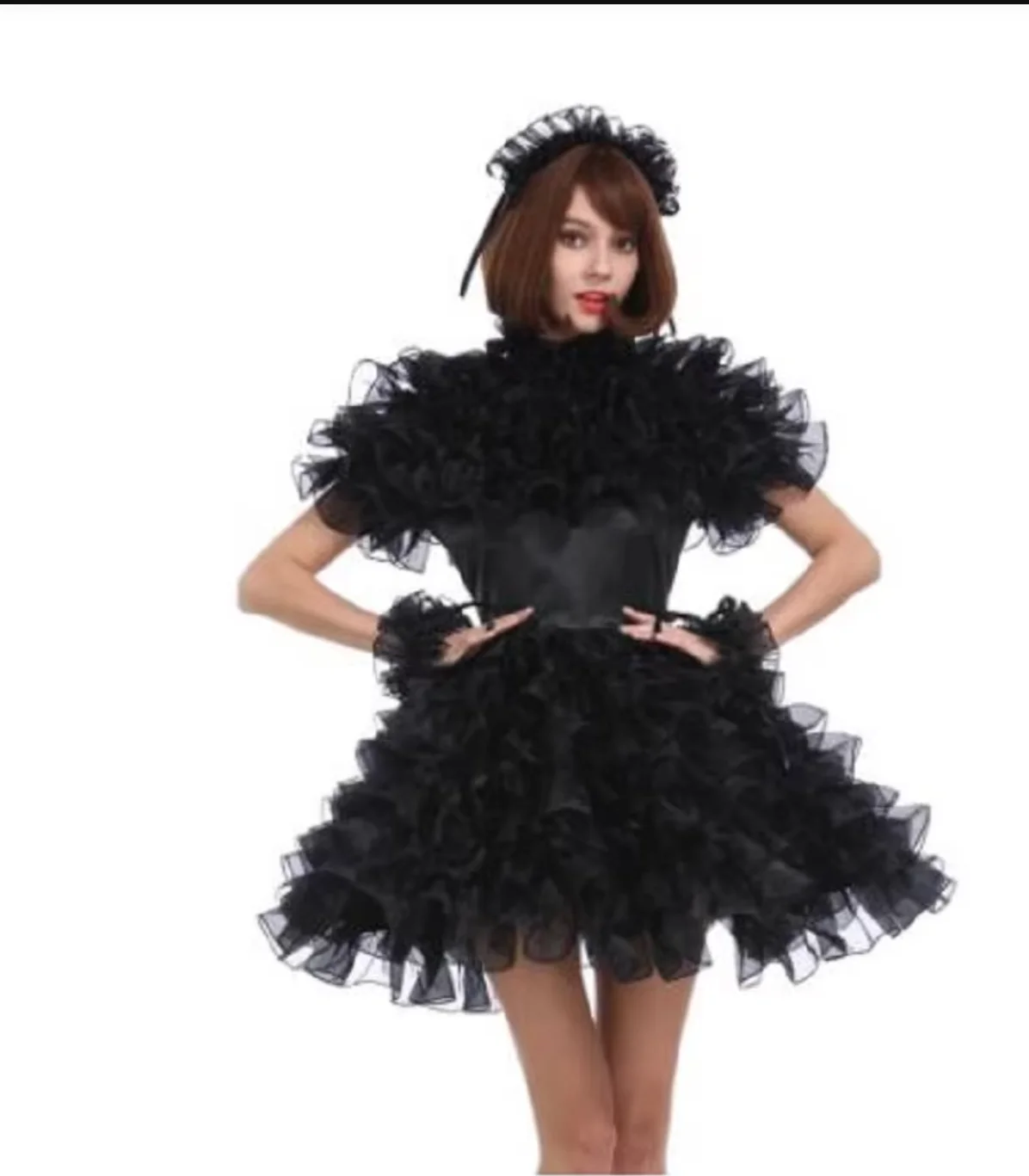Сисси may Girl запираемое черное атласное пушистое платье из органзы уникальное