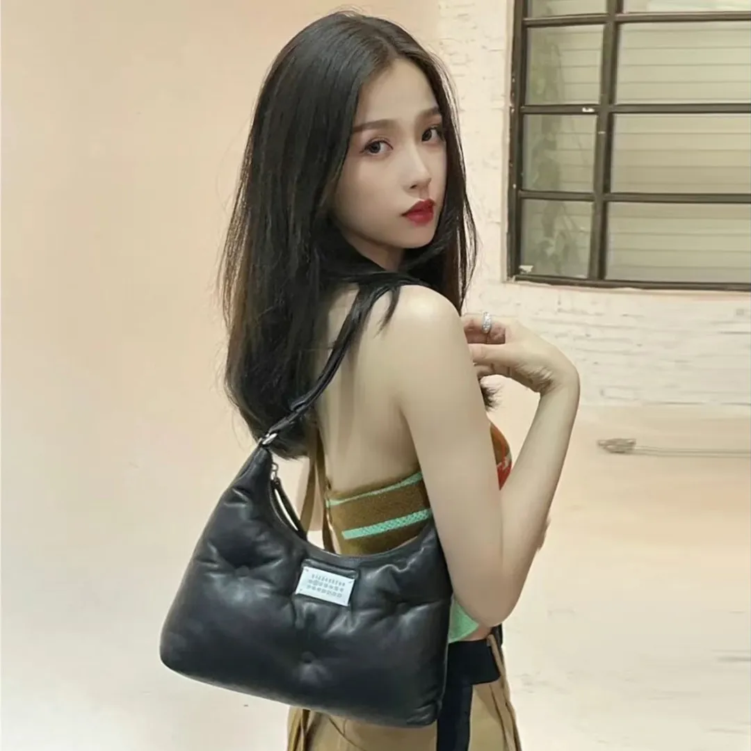 

Down Bag Women's Handbag Sponge Cloud Genuine Leather Hobo Fashion Soft Luxury Designer Handbag High Quality Shoulder Tote Bag