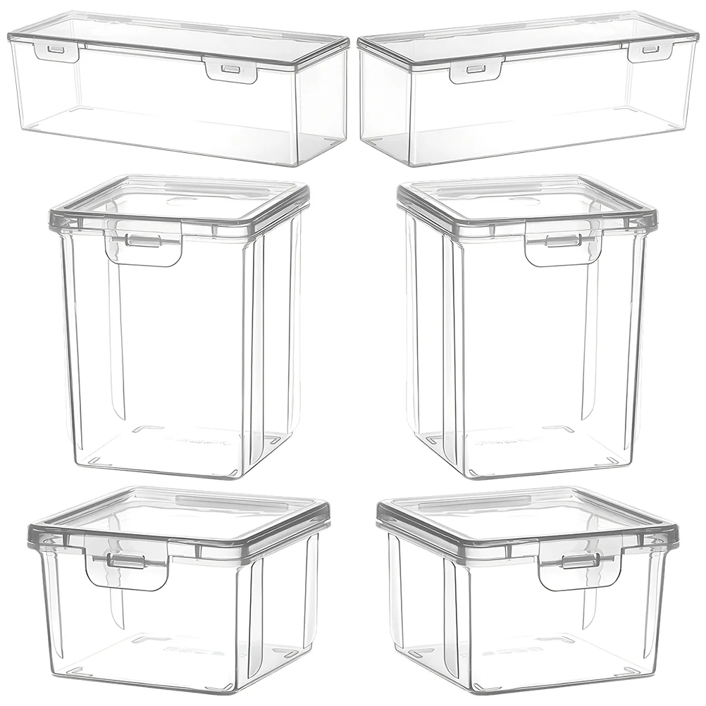 

6 Pcs Transparent Storage Box Hair Organizer Clear Plastic Containers Lids Portable Pp Organizing