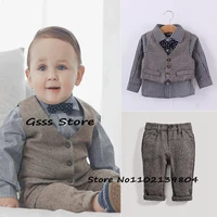 boys suit clothes 2 piece childrens vest trousers set 2 10 years old herringbone wool retro outfit