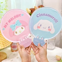 kawaii my melody kuromi cinnamoroll kt portable foldable circular fan anime sanriod cute shrink fan send storage bag gift kids