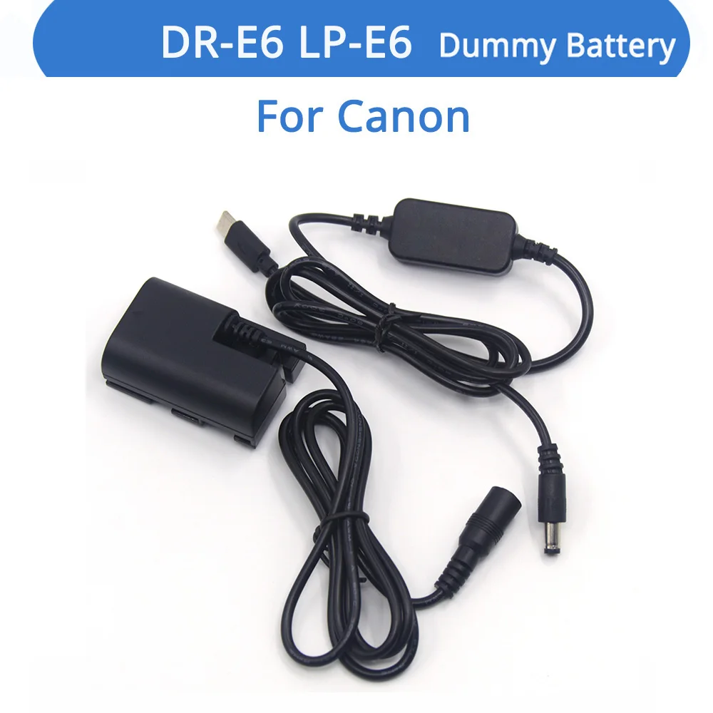 

DR-E6 LP-E6 Dummy Battery Decode USB Type C PD Converter To DC Cable For Canon EOS 5D Mark II III EOS-5D2 5D3 6D 7D 60D