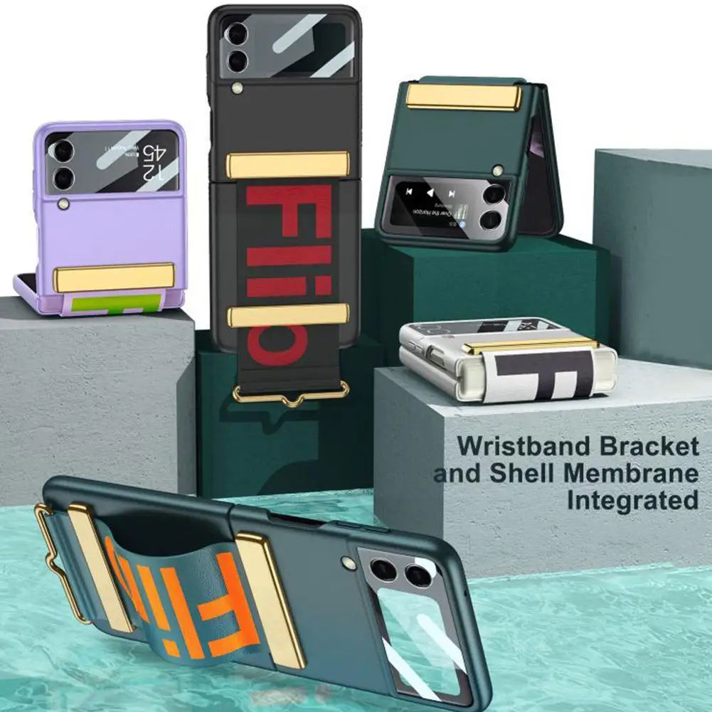 

Leather Wrist Strap Holder Cover Shockproof Phone S For Z Flip 4 I3o5