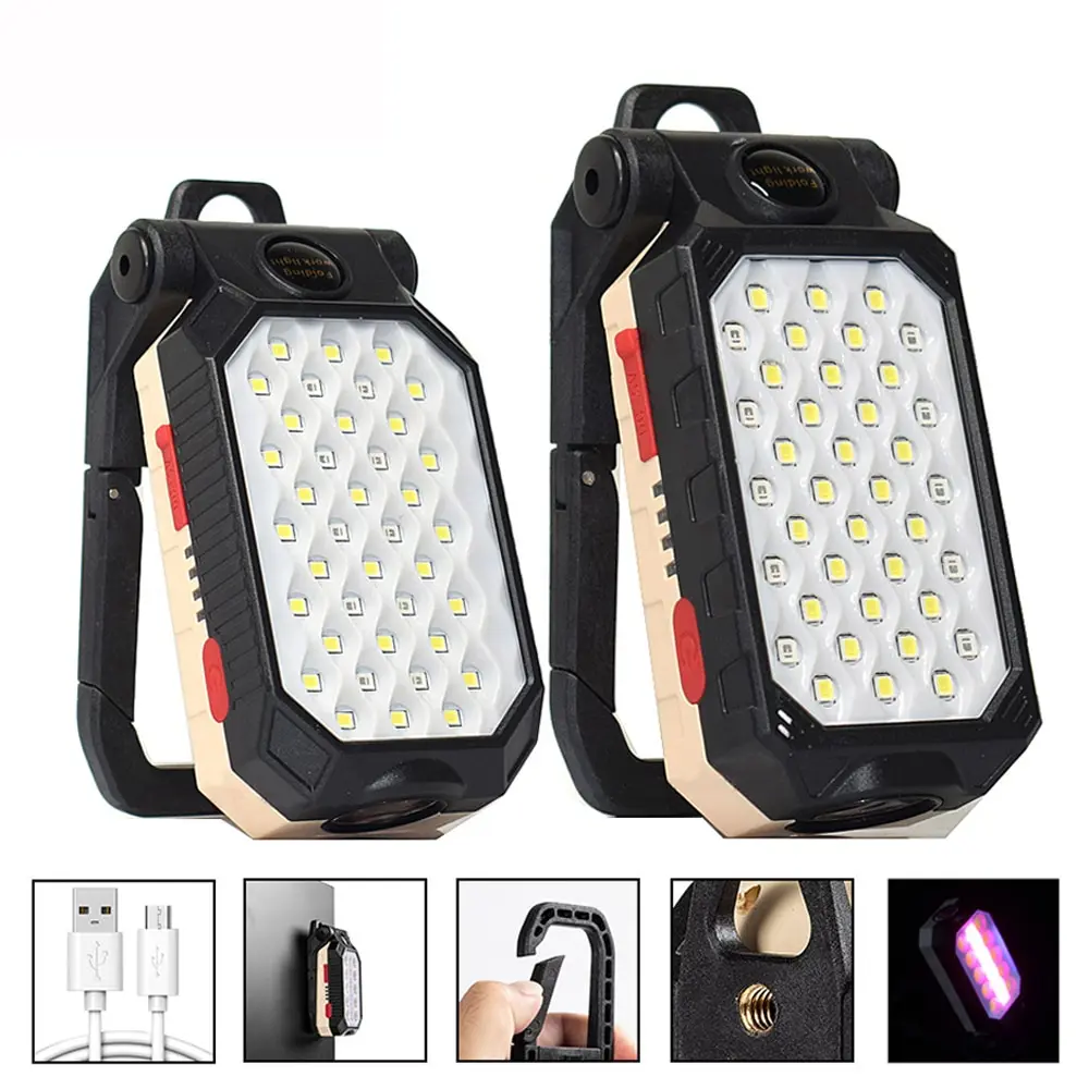 

Multi-Function COB Flashlight Floodlight Built-in Battery Magnetic Suction Can Be Suspended Power Display LED Work Light Outdoor