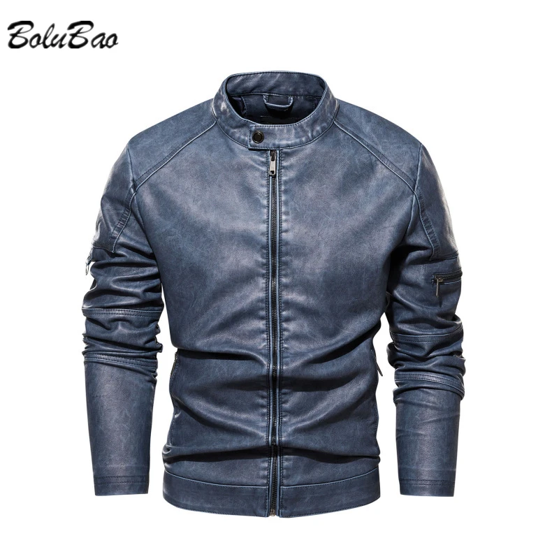 

BOLUBAO 2022 Men's Leather Jacket New Washed Male Leather Coat High Quality Design Leather Jacket for Men