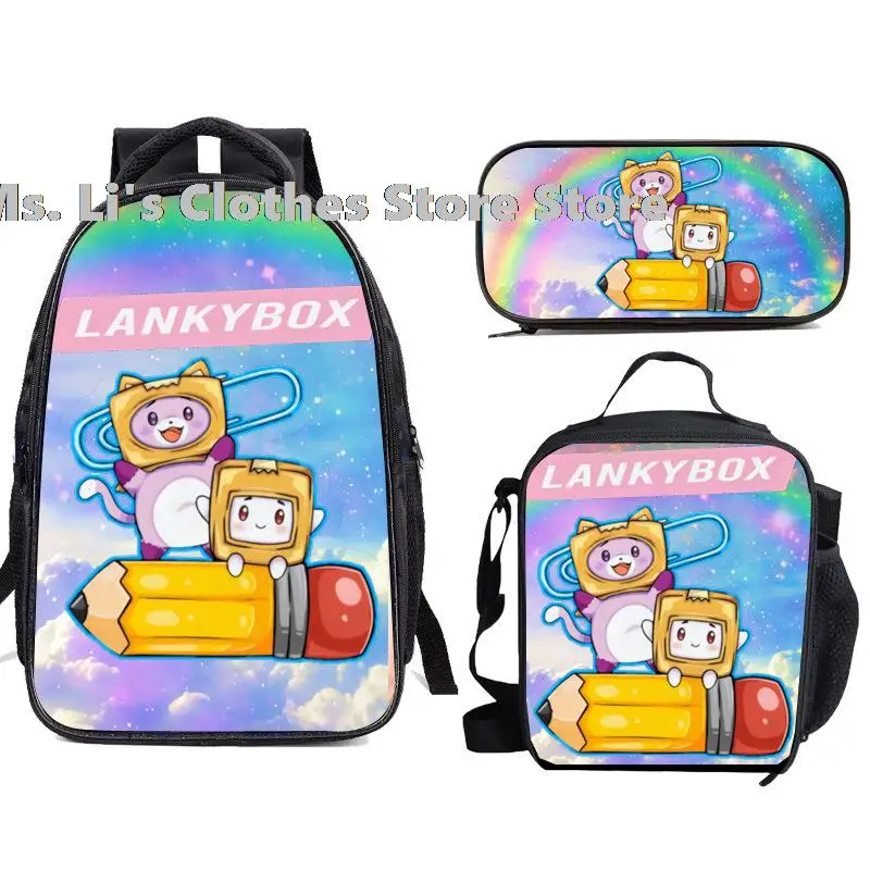 

2022new Creative Fashion Classic Cool LankyBox 3D Print 3pcs/Set Pupil School Bags Laptop Daypack Backpack Lunch Bag Pencil Case