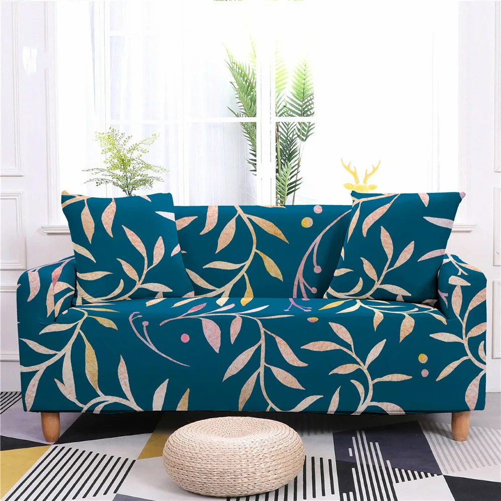 

Plant Print Elastic Sofa Cover All-inclusive Dust-proof Modern Home Decor European-style Fabric Sectional Sofa Cushion Cover