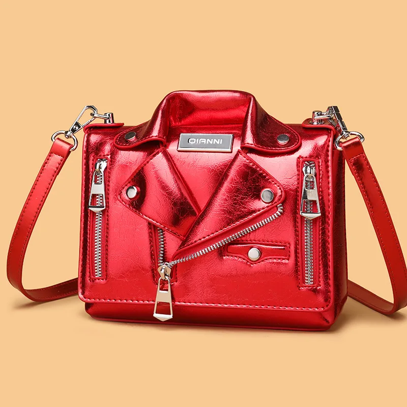 Роскошная сумка-цепочка женская одежда куртка с заклепками на плечах