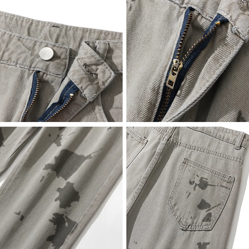 Streetwear Hip Hop Jeans Men 2022 Retro Casual Washed Wide Leg Pants Korean Oversized Straight Leg Mopping Y2K Trousers Women