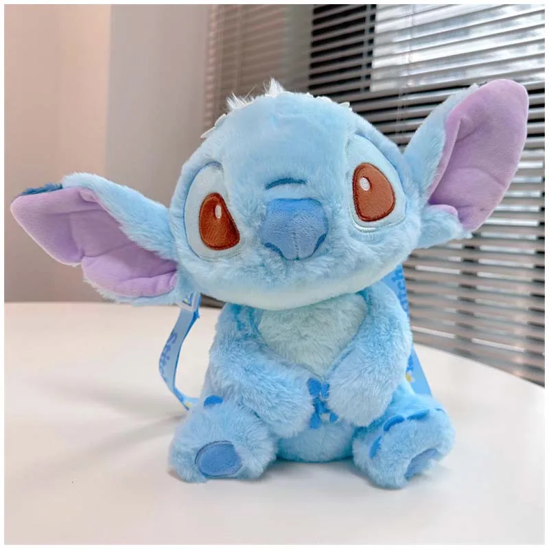 

27cm Disney Stitch Anime Figure Cartoon Plushie Doll Shoulder Bag Kawaii Cute Soft Plush Toys Girls Messenger Bags Gifts