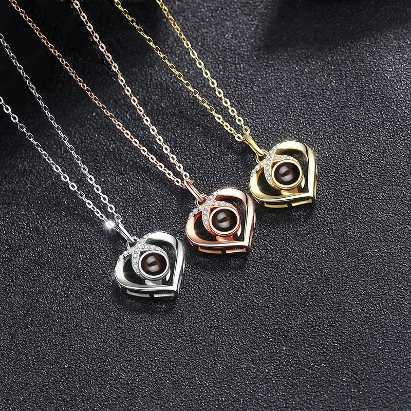 S925 Sterling Silver Custom Photo Necklace With Free Gift Box For Women Girlfriend Gifts 2023 New In Projection Pendant Jewelry