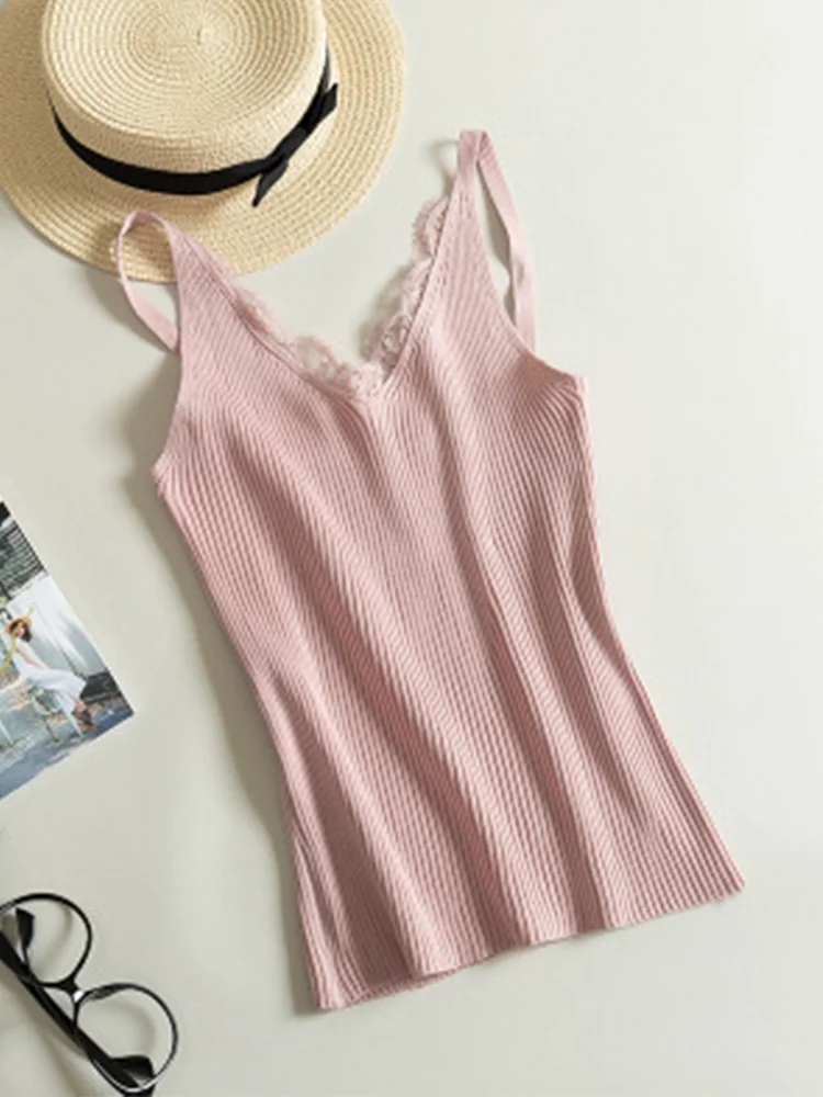 Женская трикотажная блуза с цветочным кружевом V-образным вырезом