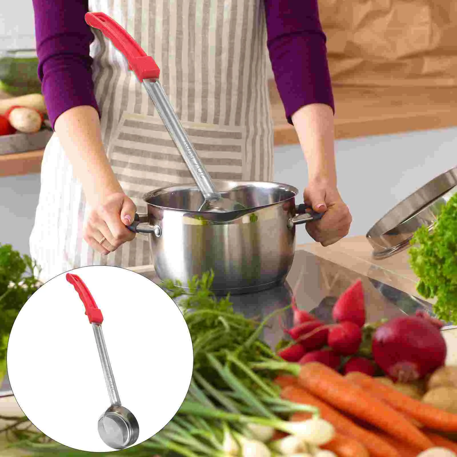 

Portion Spoon Ladle Serving Control Spoons Sauce Soupcontroller Scoop Gravy Portioner Measuring Slotted Steel Stainless Utensil