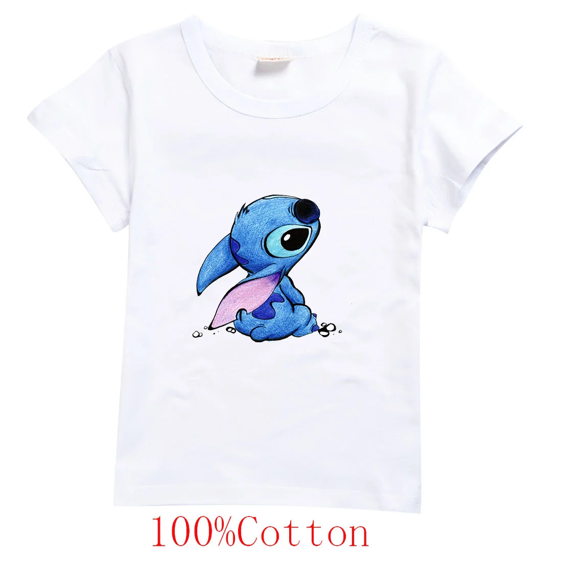 

Disney Lilo Stitch Kids Clothes T Shirts Children Cartoons Casual Tops Boys Girls Teenager Outfits Tee Shirt
