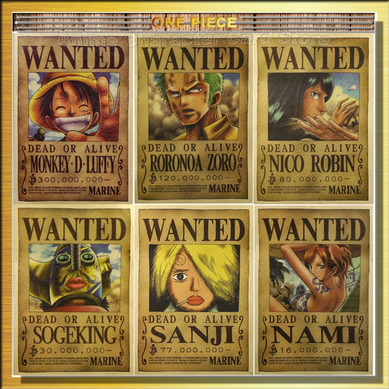 

Anime Poster Set Kraft Paper One Piece Poster Luffy Nami Zoro Decorative Painting Art Wall Stickers Home Decor 51x35.5cm