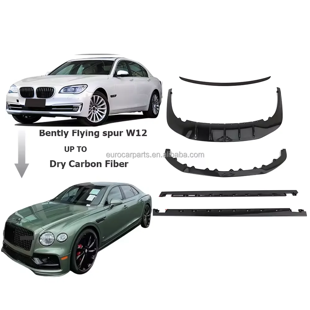 Bentley Flying Spur W12 2023 обновлен для передних губ из углеродного волокна задних