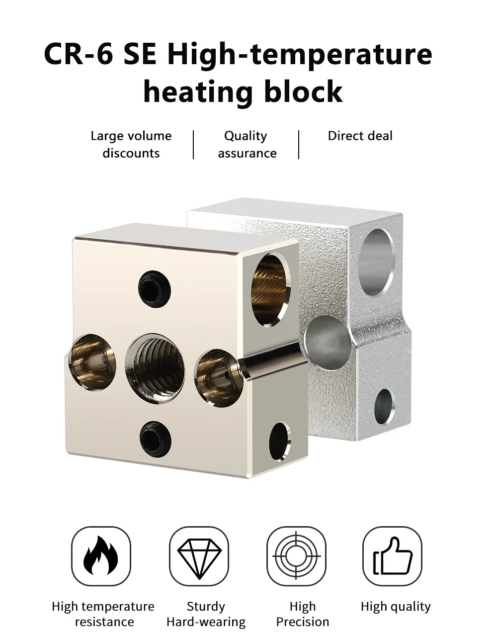 Тепловой блок E3D V5 V6 MK7 MK8 MK2 MK10 Volcano PT100 CR10 2 в 1 из алюминия/латуни для аксессуаров
