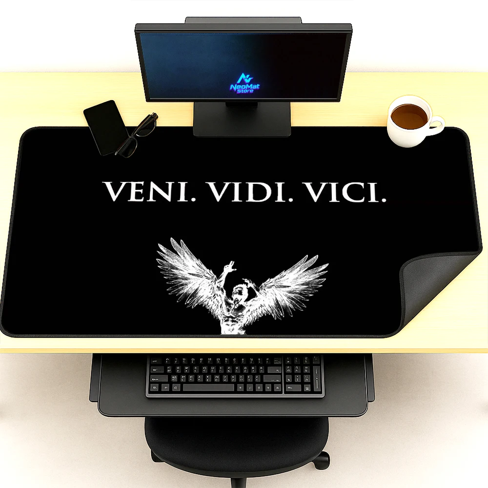 Коврик для мыши Veni Vidi Vici Angel Wings, черный, большой, игровой, 160x60 см, резиновый, нескользящий, настольный коврик 120x60, 1400x600, коврик для мыши для геймеров (art.: 3920dbc80f5bc) - 3920dbc80f5bc