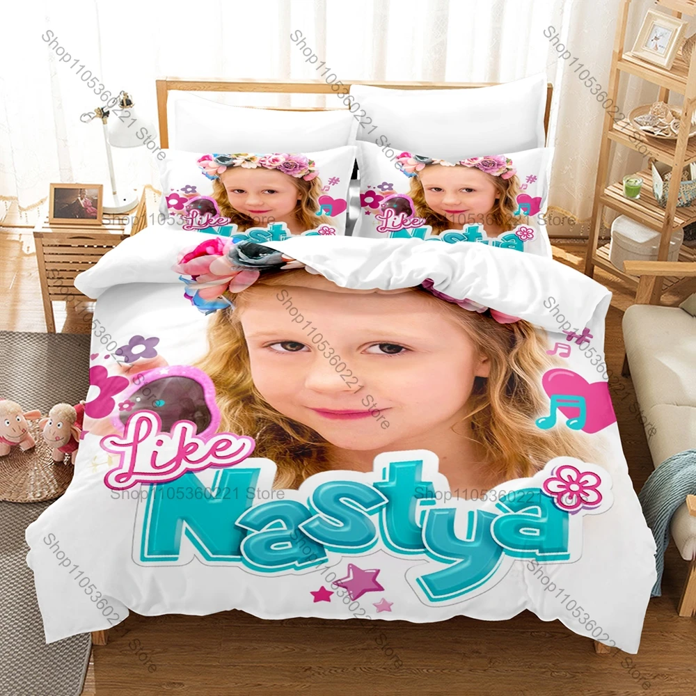 Фото Новый комплект постельного белья Personality Like Nastya для девочек: мягкий пододеяльник с наволочками, декор для дома и общежития, подарок для детей и фанатов №3