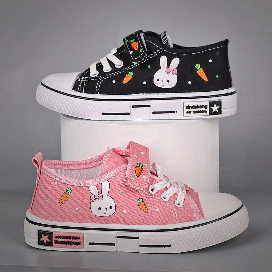 

Kids Shoes Girls Pink Black Children Canvas Tennis Shoes Casual Breathable Summer Flats Kawaii Cute Sports Girls Sneakers