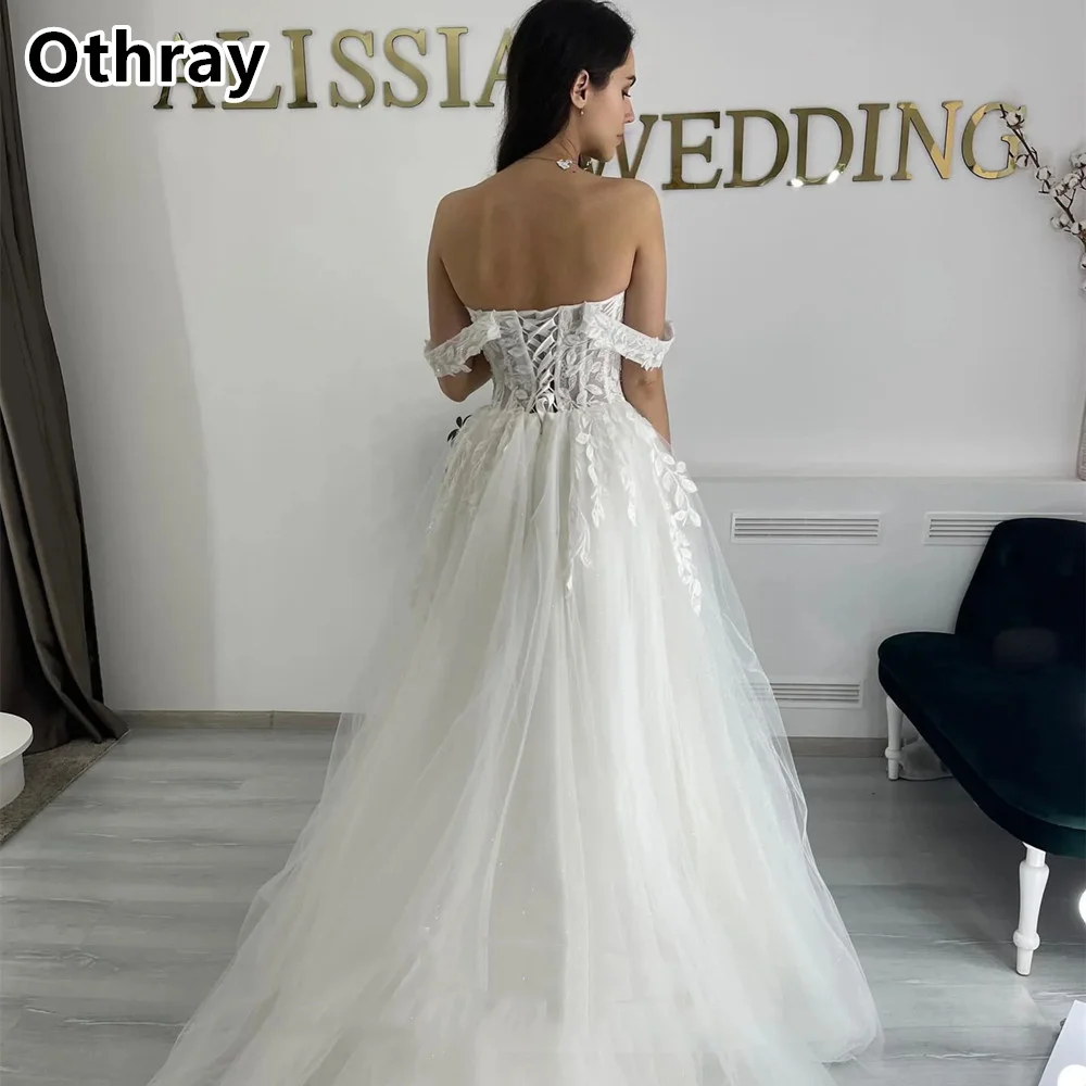 Othray Бохо тюлевые кружевные свадебные платья для невесты с высокими штанинами
