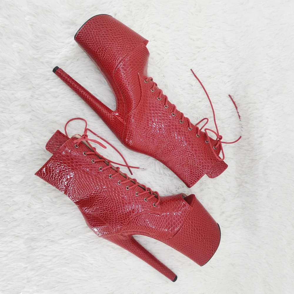 Leecabe 20cm/8inches Snake  upper Party  High Heel platform open toe  Pole Dancing boots