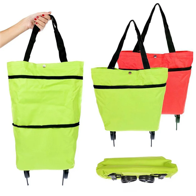 Portable Shopping Food Organizer Trolley Bag On Wheels Pull Cart Grocery Bags Reusable Folding Buy Vegetables Bag Organizers