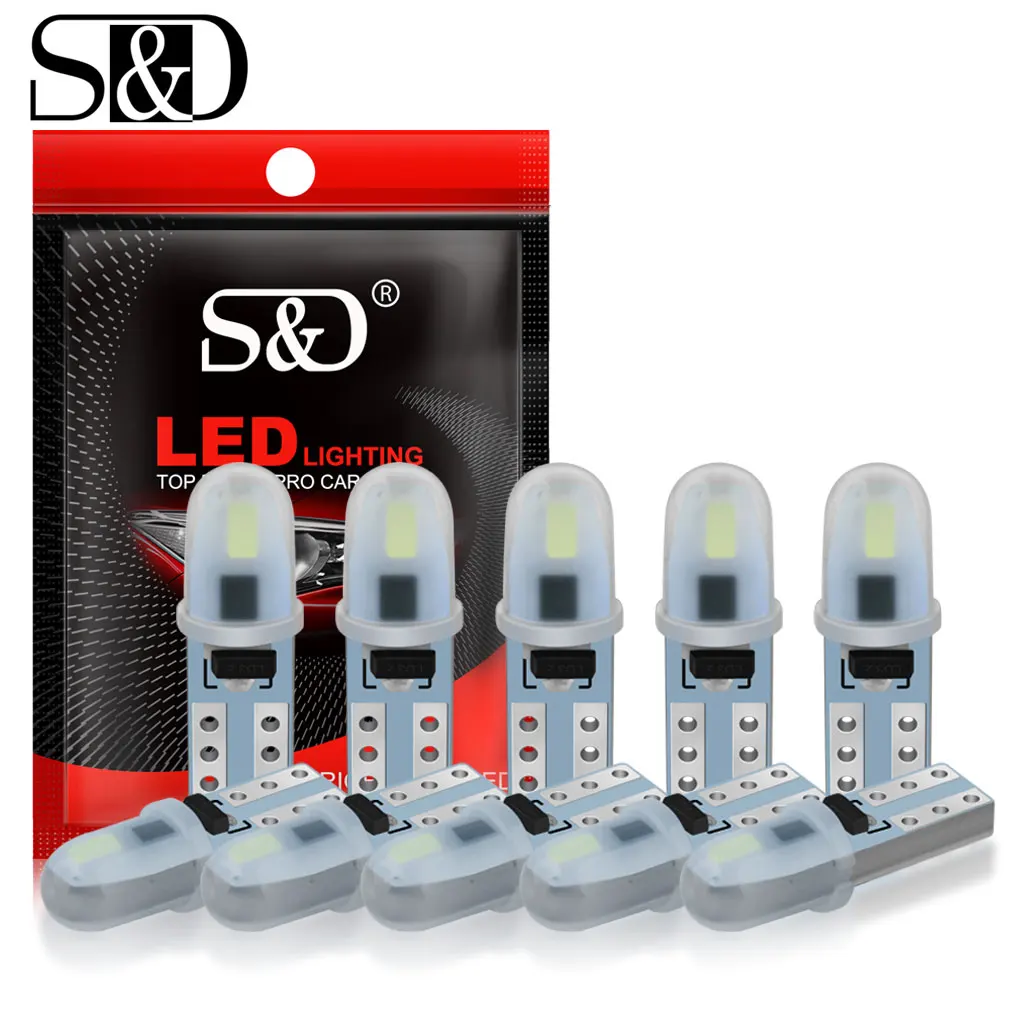 

10 шт., супер яркие светодиодные лампы T5 для приборной панели, Автомобильные светодиодные лампы 3014, 2SMD лампы для светильник, световые панели, ...