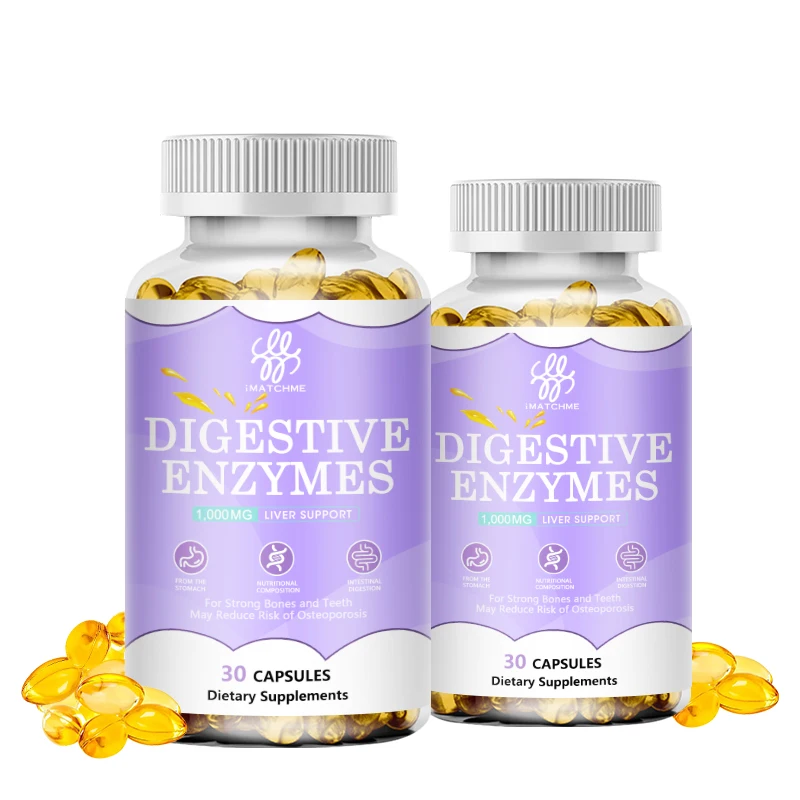 

Digestive Enzymes Capsules Amylase, Lipase, Bromelain For Digestion, Gas Constipation & Bloating Relief - Supports Immune System