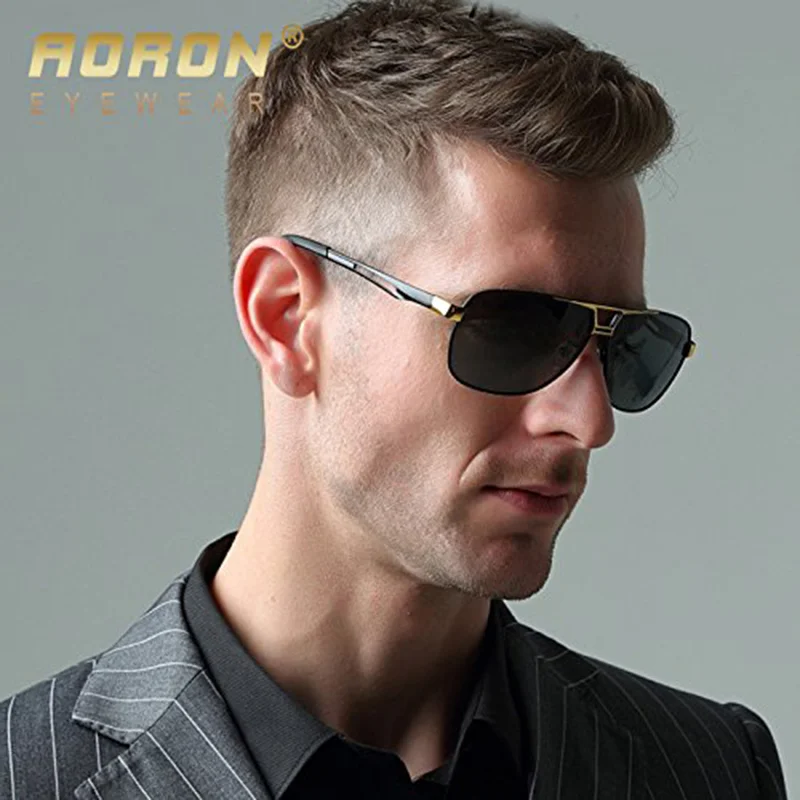 

2023 AORON Sunglasses Polarized Mens Sun glasses Aluminum Frame UV400 Luxury Design Male Sunglasses Anti-Reflective