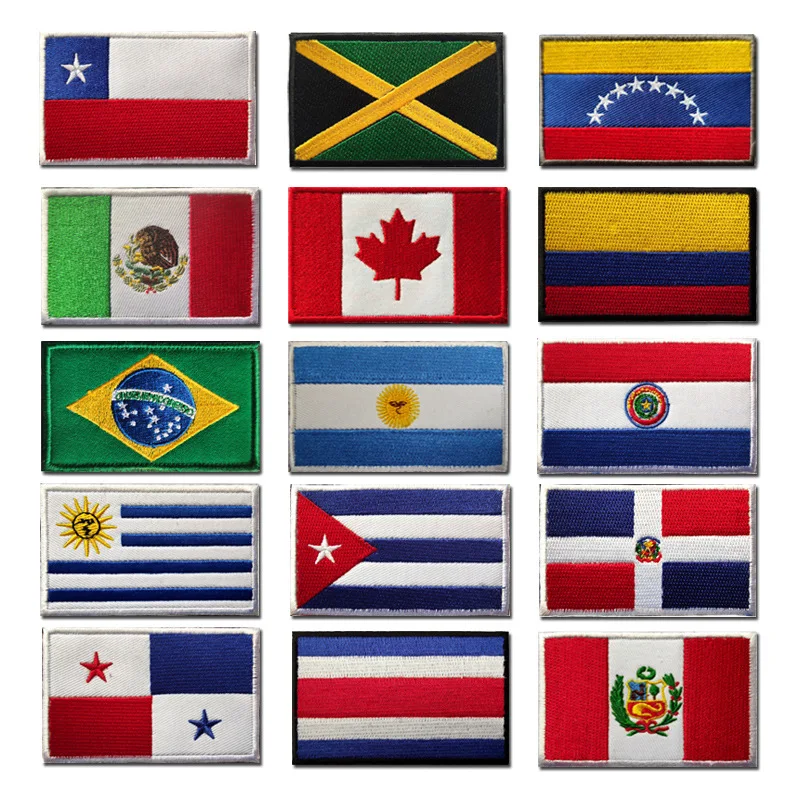 

Chile Brazil Mexico Panama Argentina Cuba National Flag Patch Embroidery Badge Embleminsignia Armband Embroidered Hook&loop