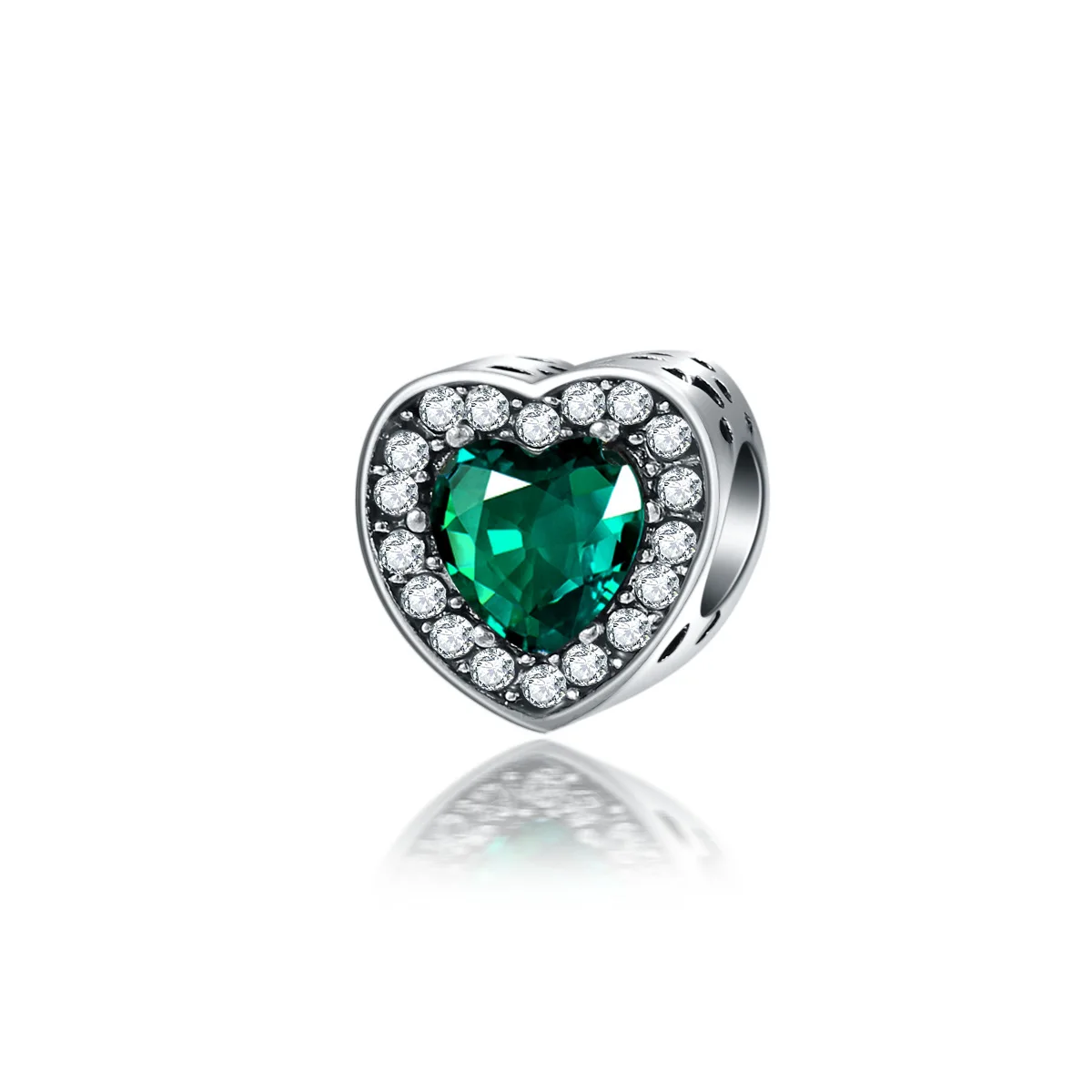 Серебряный цвет зеленые бусины в форме сердца яблоки листья Рождественская елка