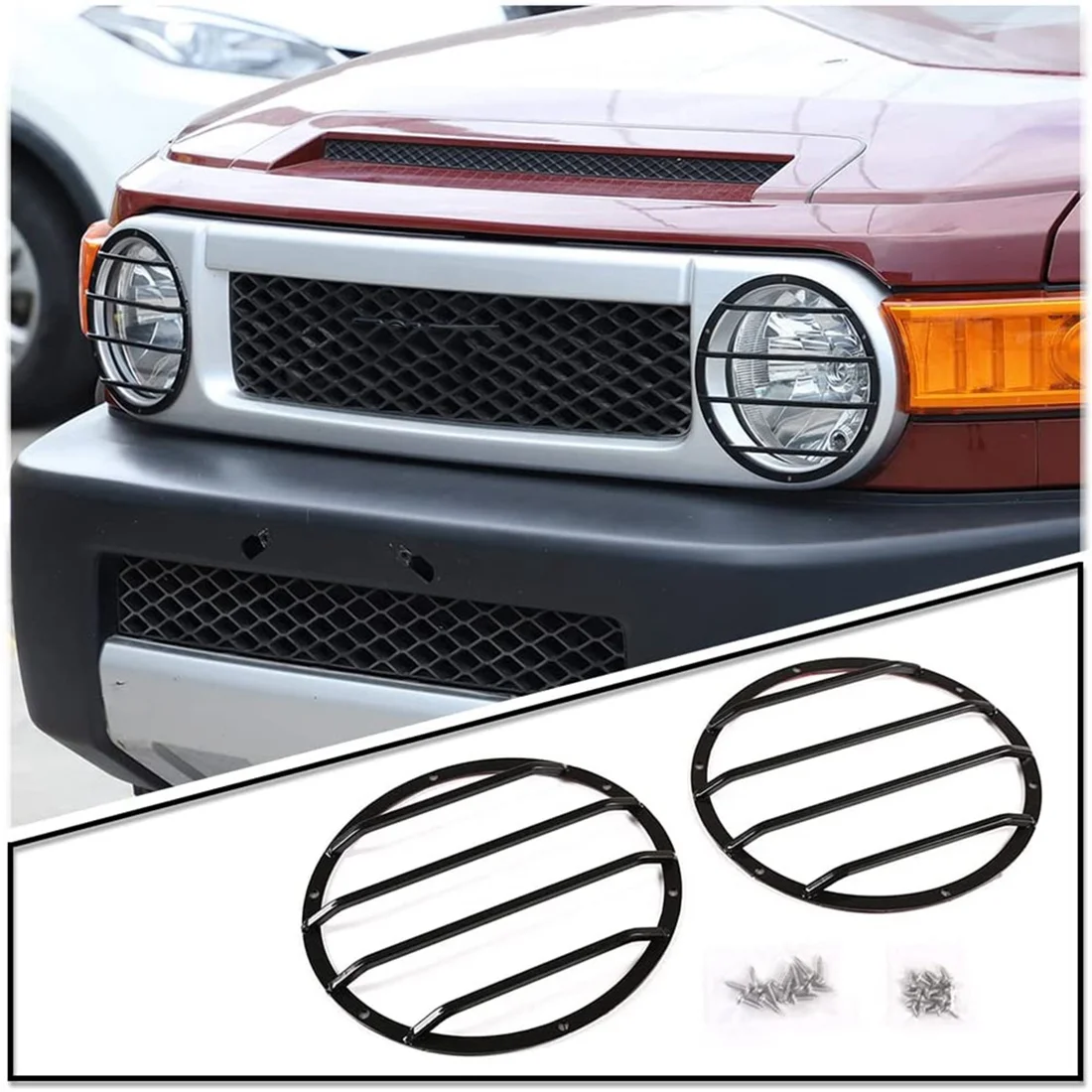 

Headlight Guards Cover Trim Accessories for Toyota FJ Cruiser 2007-2021 Headlight Protection Lampshade ,Black