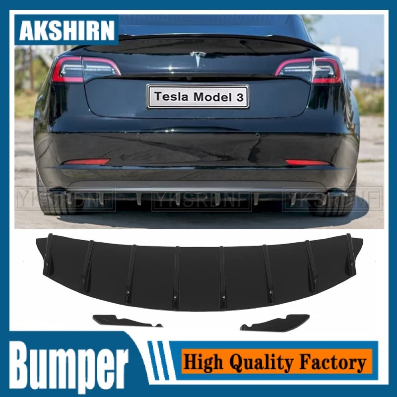 

Для Tesla Model 3 2017-2020 ABS Материал боковая юбка комплект кузова автомобильный передний бампер спойлер Стайлинг автомобиля