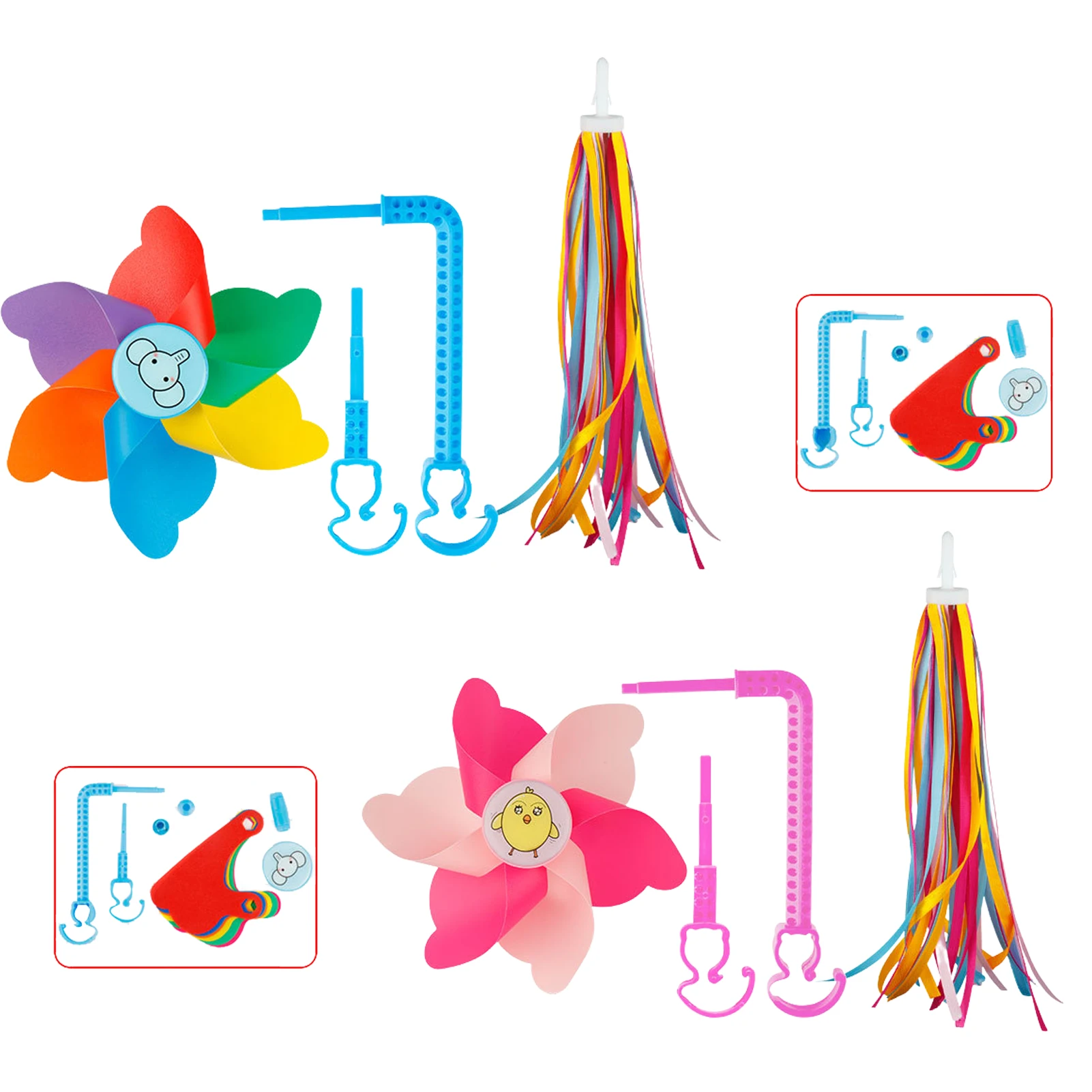 

Cute Spinning Pinwheel With Buckle & Tassel Small Windmill Bicycle Handlebar Accessories Windmill Toy For Kids