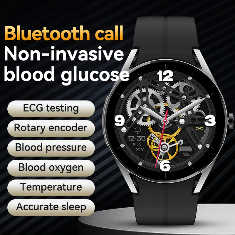 

2023 New Non-invasive Blood Glucose Monitor ECG+PPG Heart Rate Temperature Smart Watch Bluetooth Call Smartwatch Smart Watches